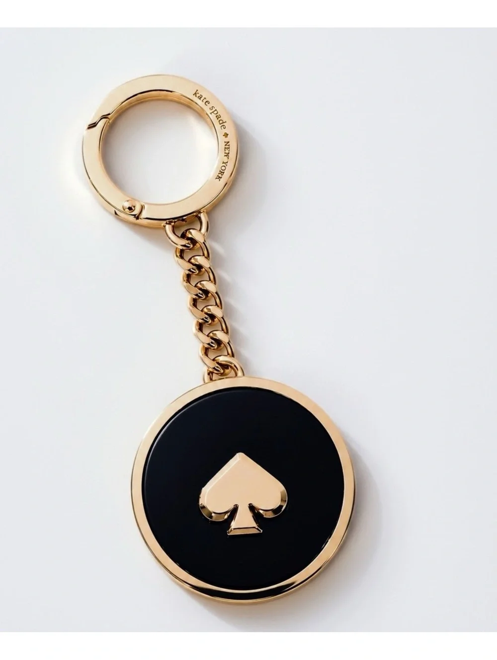 Kate Spade New York Enamel Black And Gold Keyring Fob